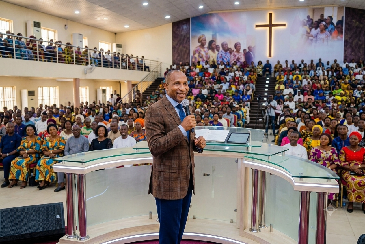 Pastor Daniel preaching to his congregation